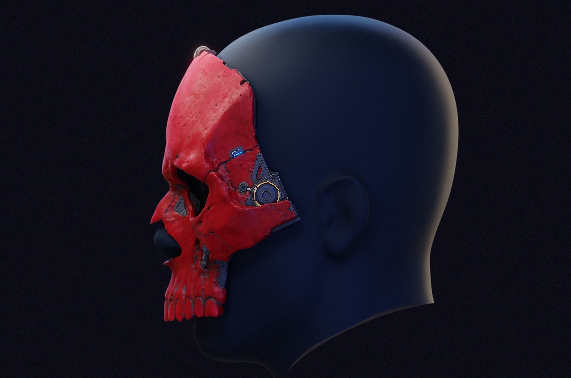 Skull ghost mecha sci-fi mask high model 3D model_6
