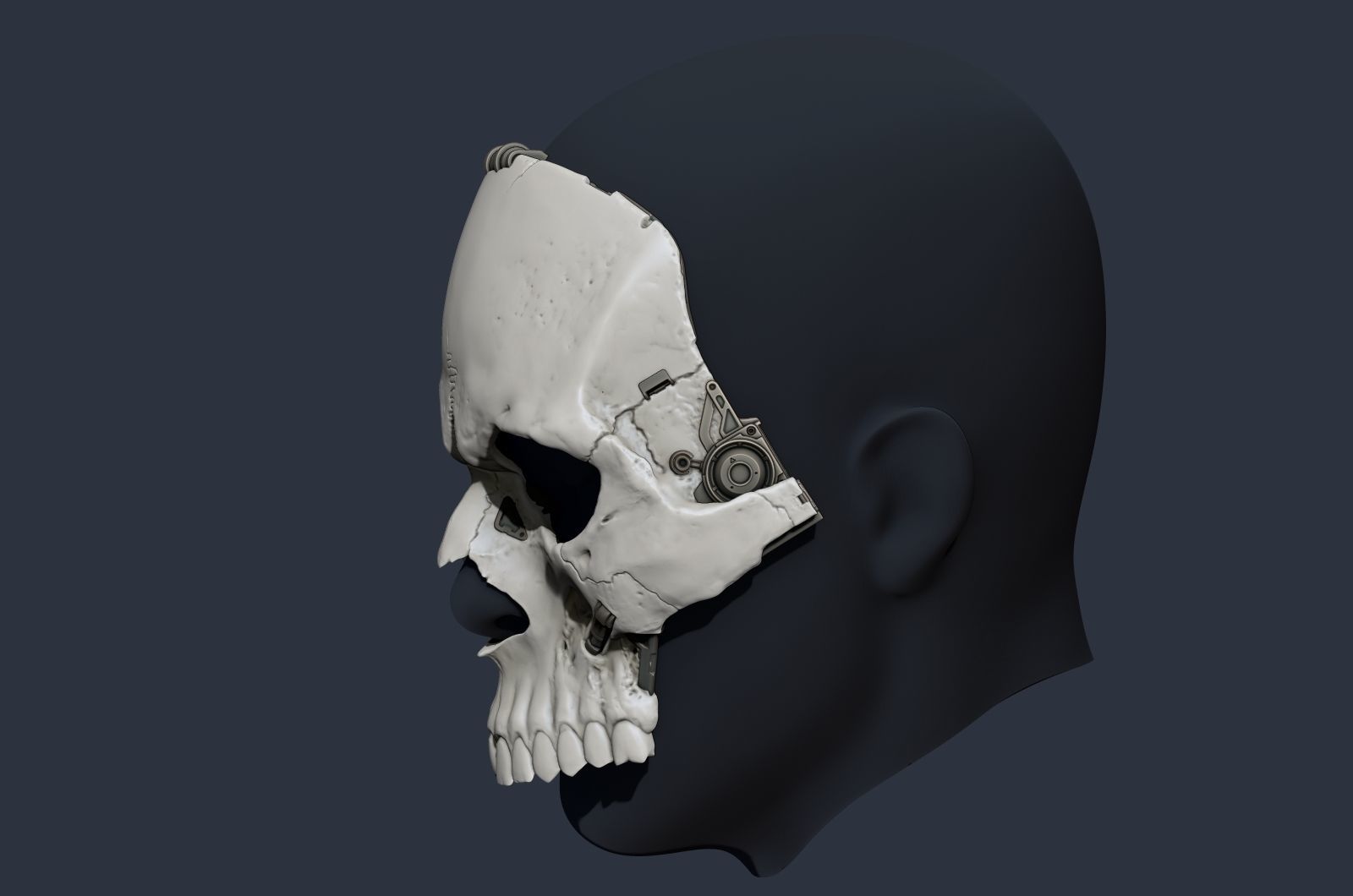 Skull ghost mecha sci-fi mask high model 3D model_12
