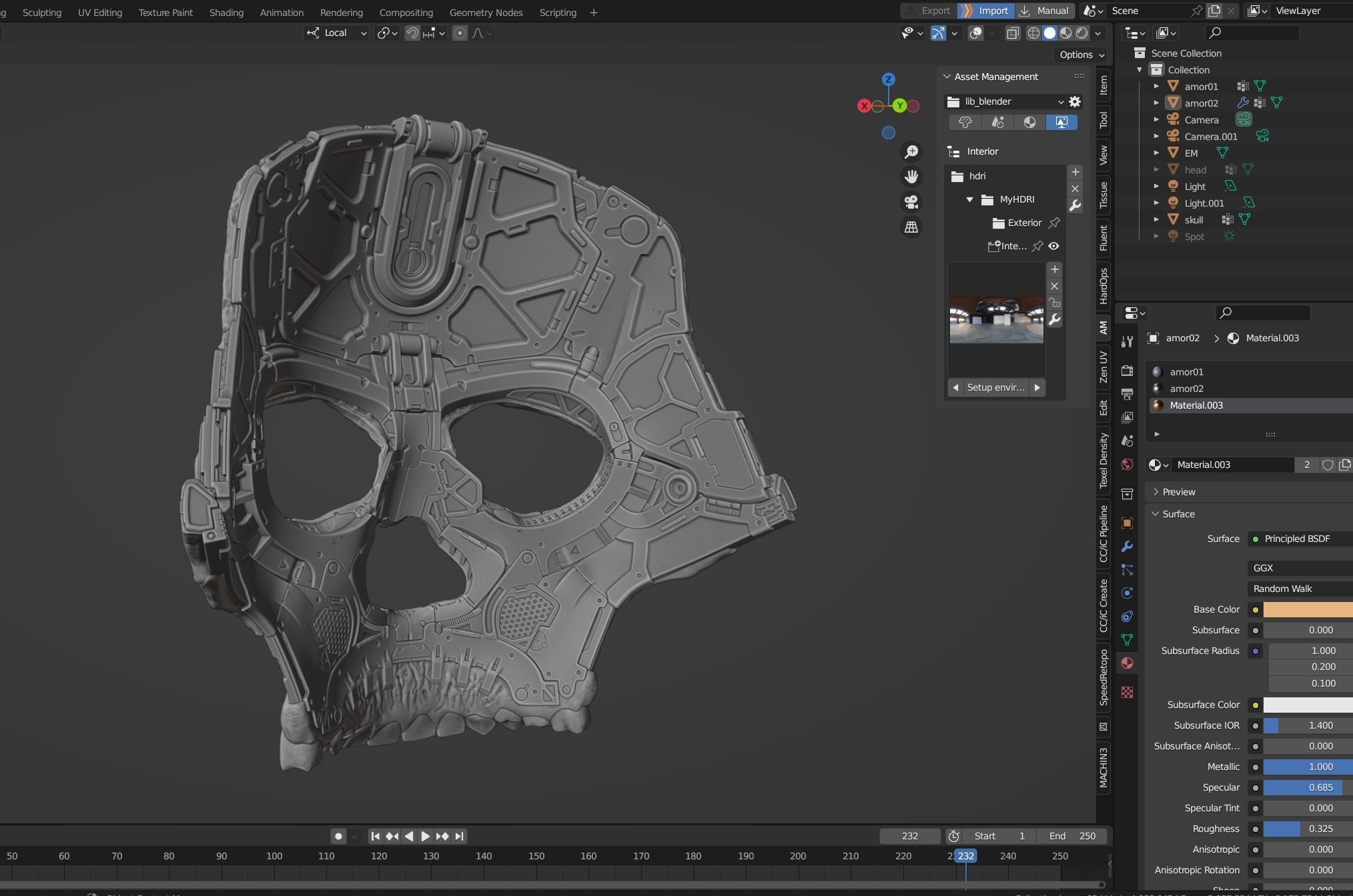 Skull ghost mecha sci-fi mask high model 3D model_24