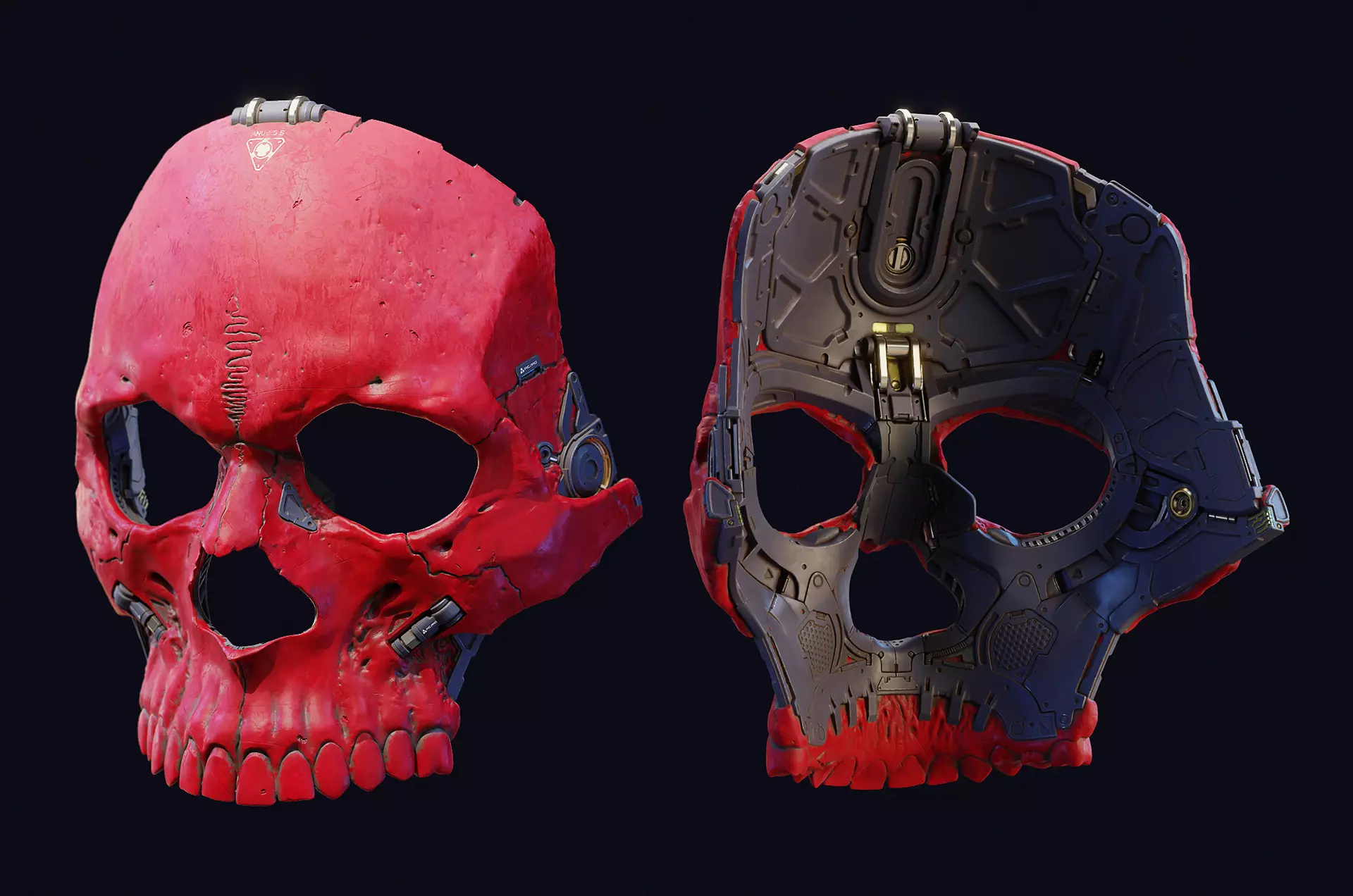 Skull ghost mecha sci-fi mask high model 3D model_0