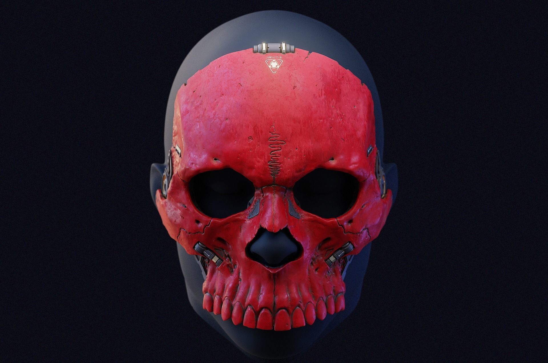 Skull ghost mecha sci-fi mask high model 3D model_5