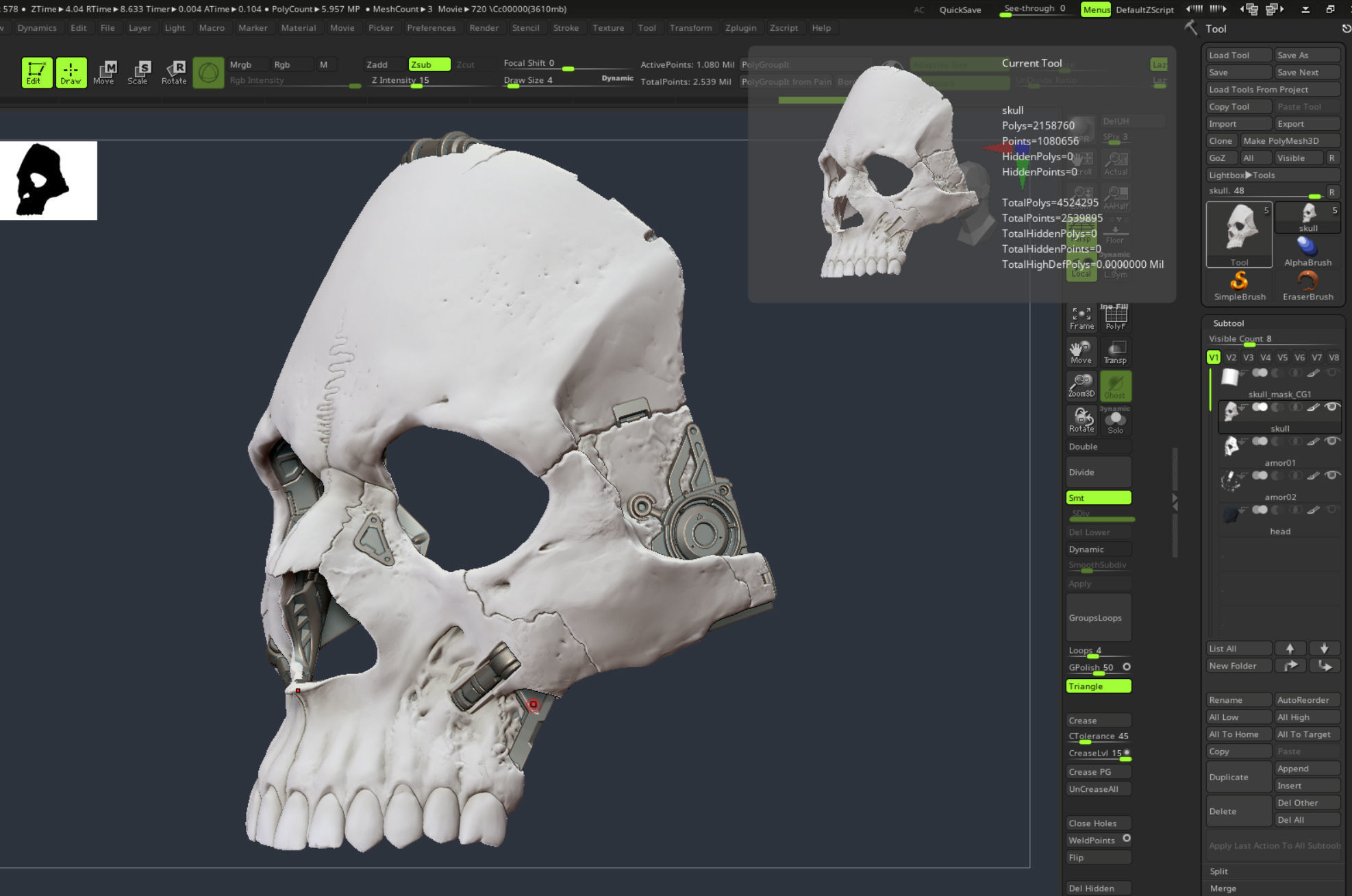 Skull ghost mecha sci-fi mask high model 3D model_21