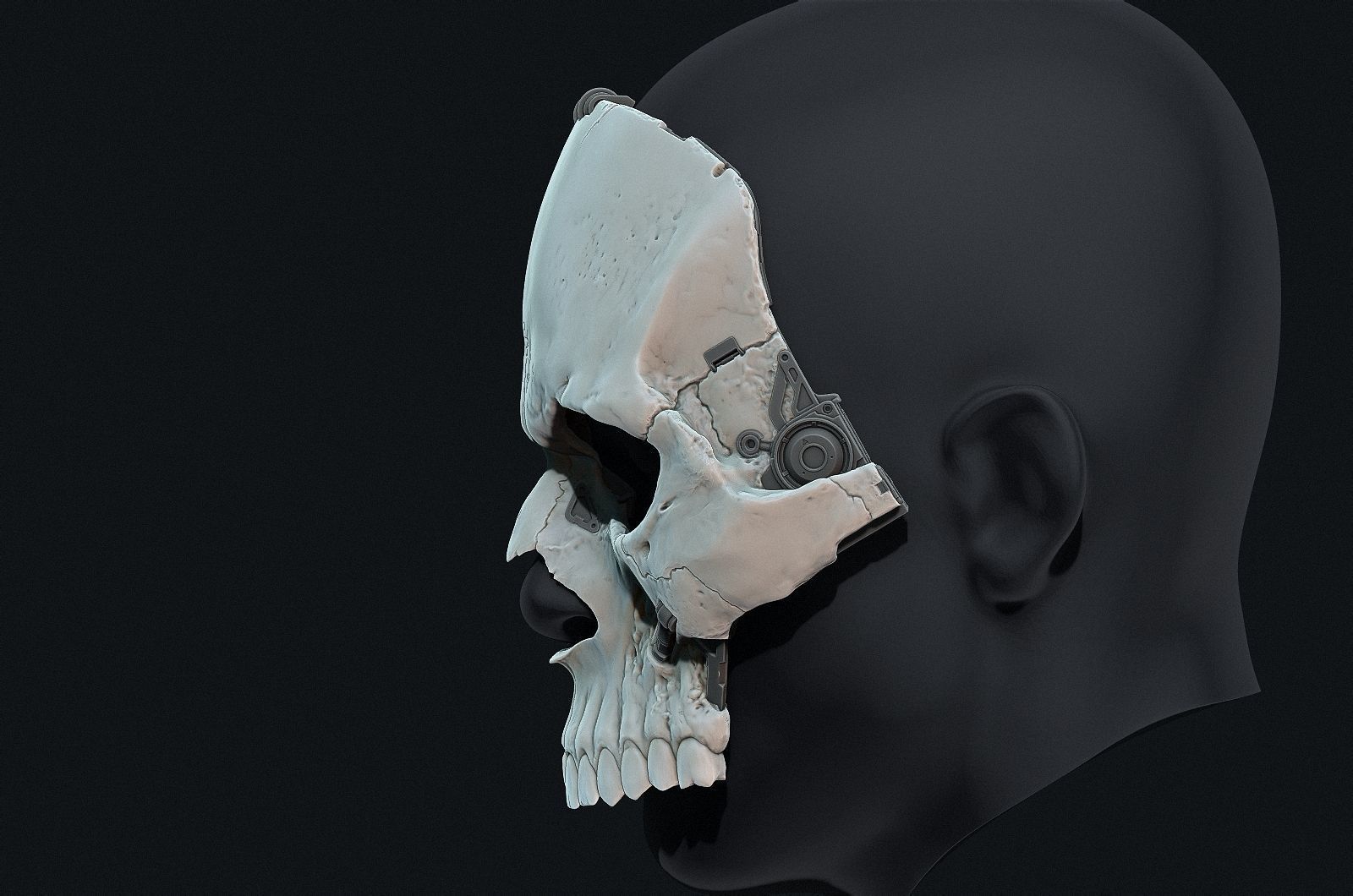 Skull ghost mecha sci-fi mask high model 3D model_34