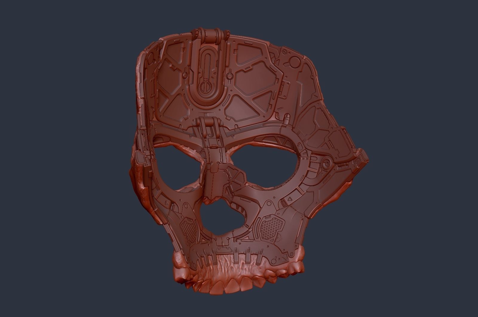 Skull ghost mecha sci-fi mask high model 3D model_13