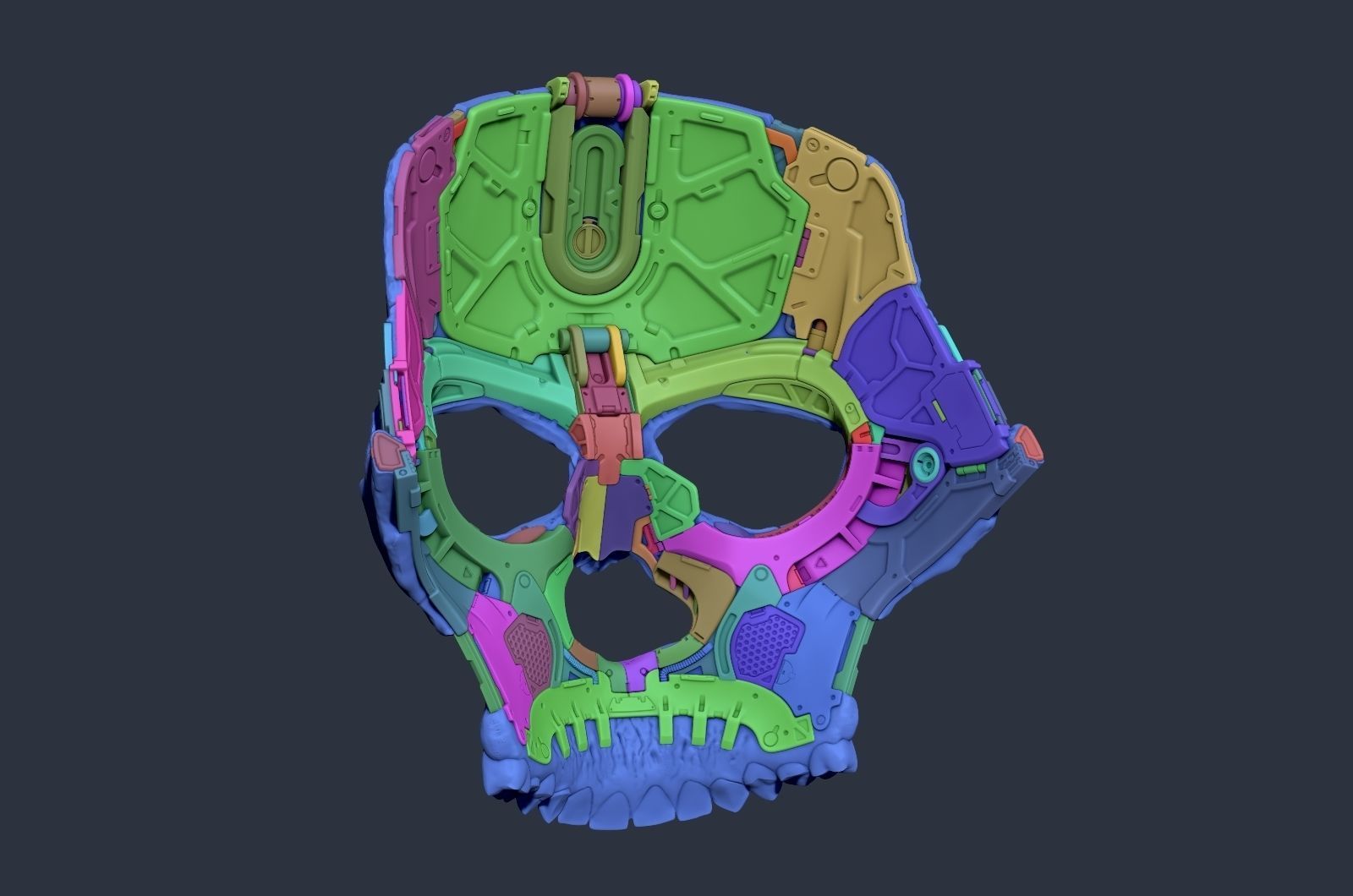 Skull ghost mecha sci-fi mask high model 3D model_14