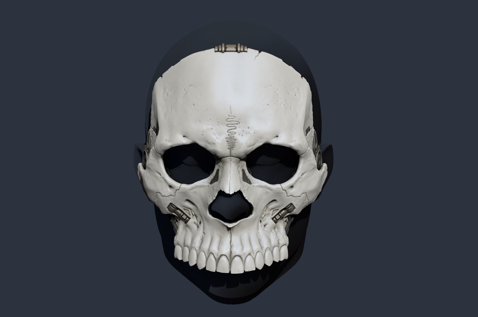 Skull ghost mecha sci-fi mask high model 3D model_11