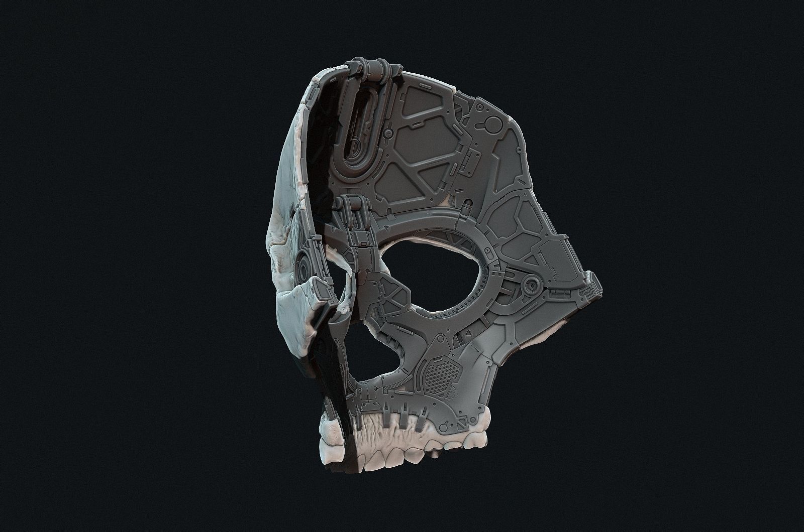Skull ghost mecha sci-fi mask high model 3D model_26