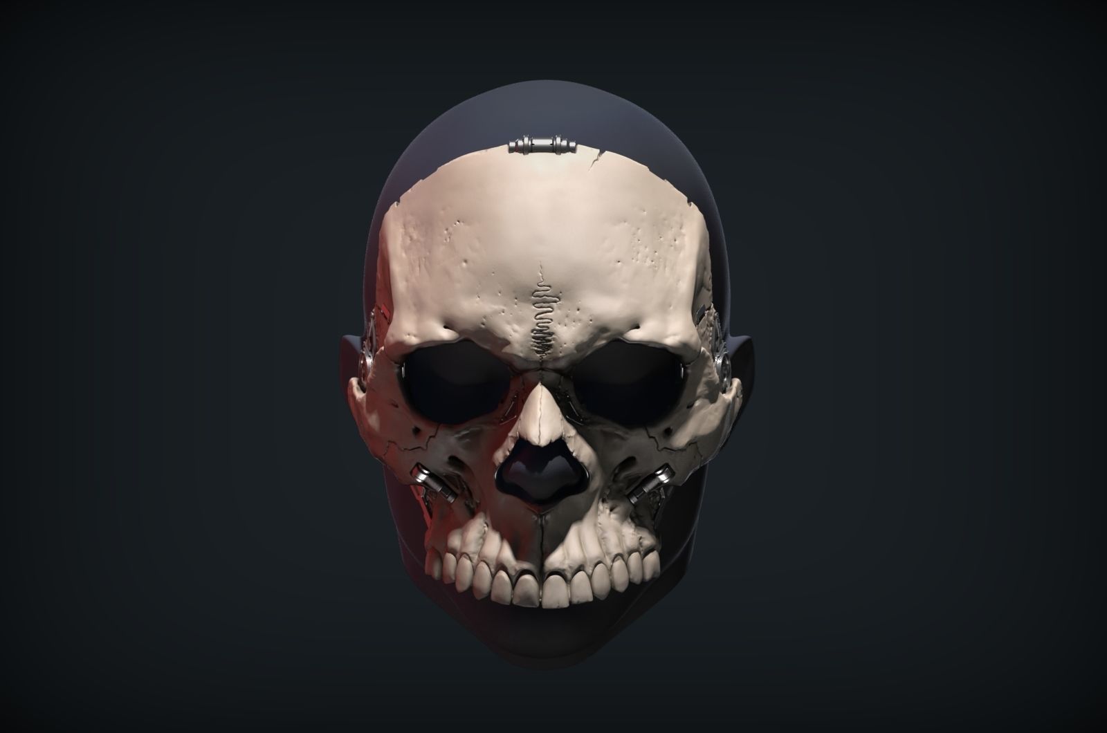 Skull ghost mecha sci-fi mask high model 3D model_36