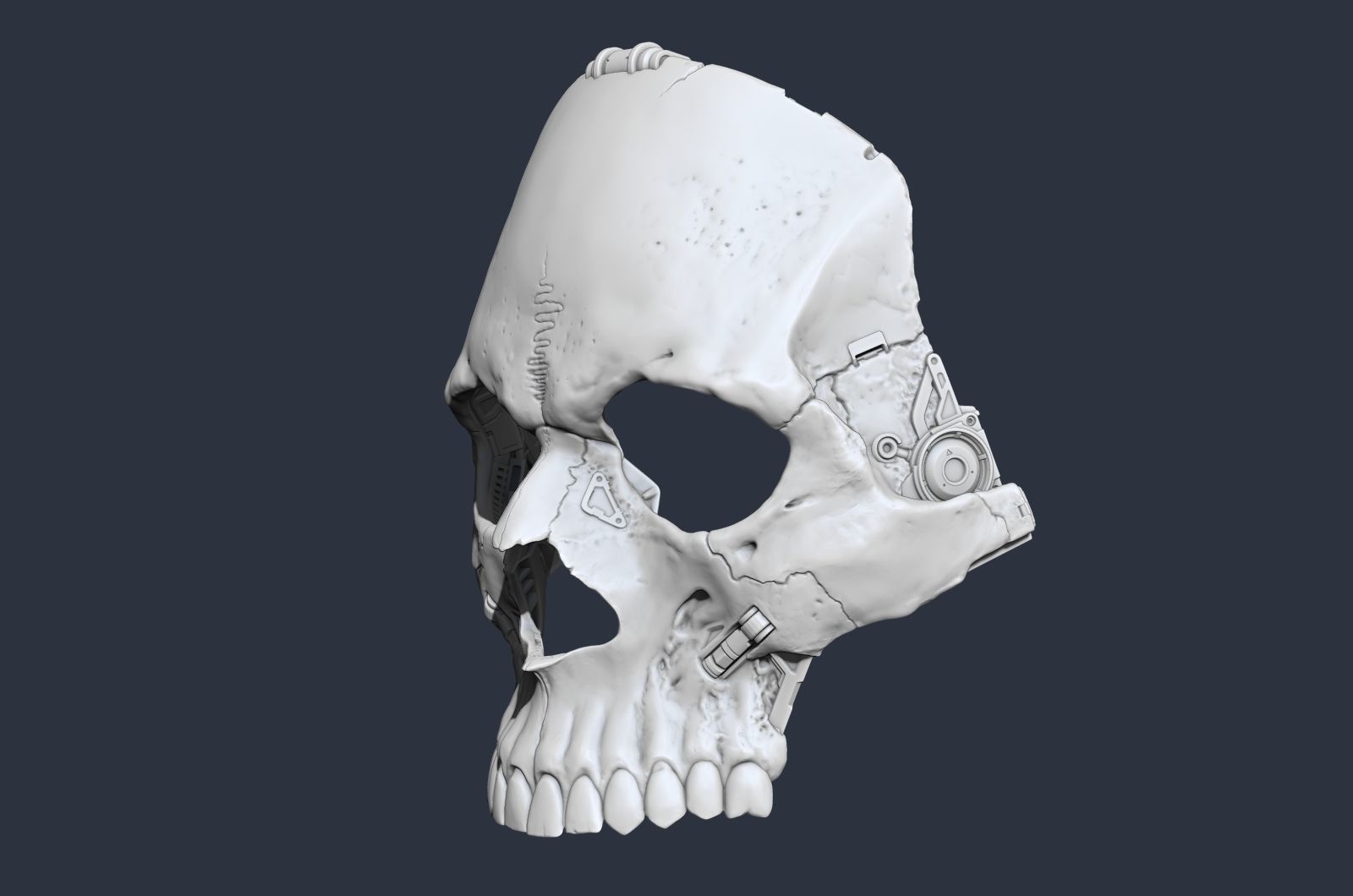 Skull ghost mecha sci-fi mask high model 3D model_18
