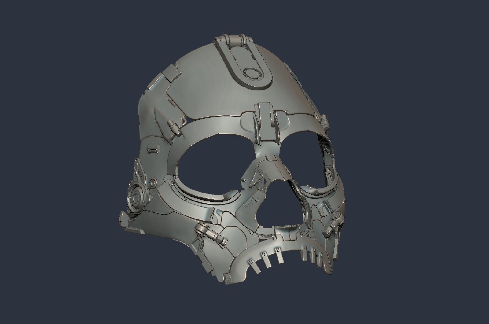 Skull ghost mecha sci-fi mask high model 3D model_19
