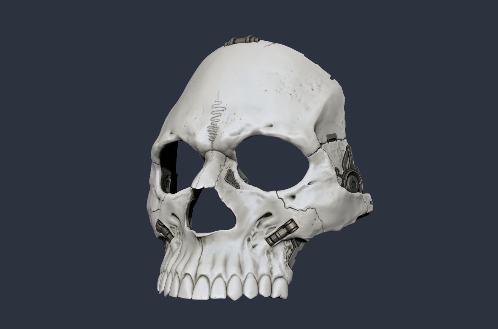 Skull ghost mecha sci-fi mask high model 3D model_8