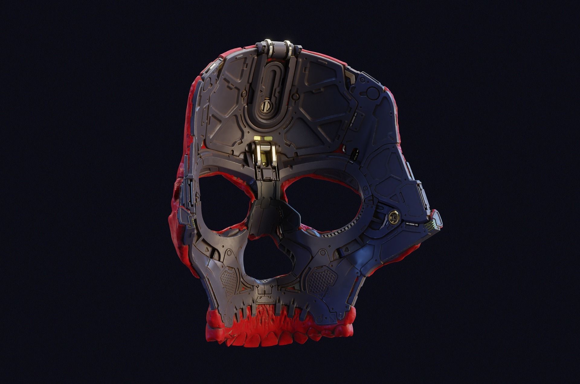 Skull ghost mecha sci-fi mask high model 3D model_7