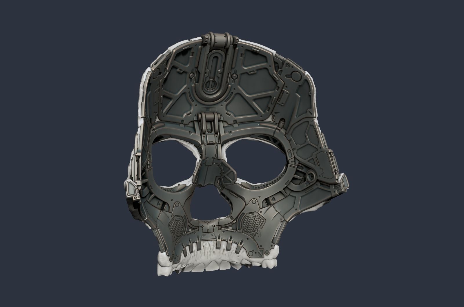 Skull ghost mecha sci-fi mask high model 3D model_9
