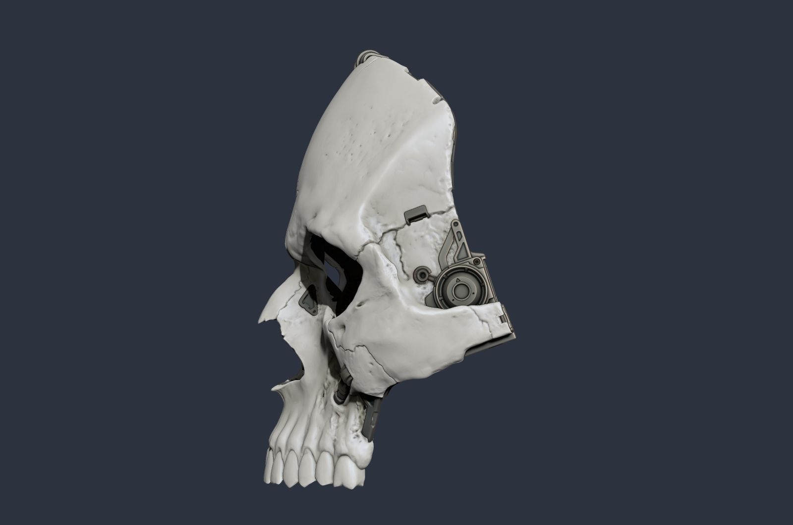 Skull ghost mecha sci-fi mask high model 3D model_10