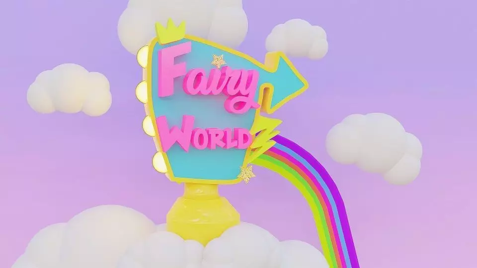 Fairy World sign 3D model_0