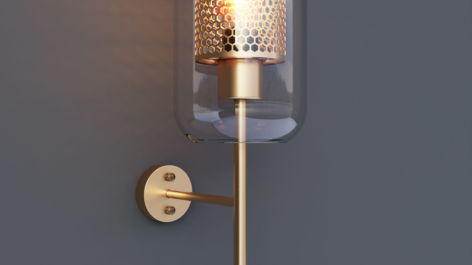 Brass Glass Wall Sconce 3D model_5