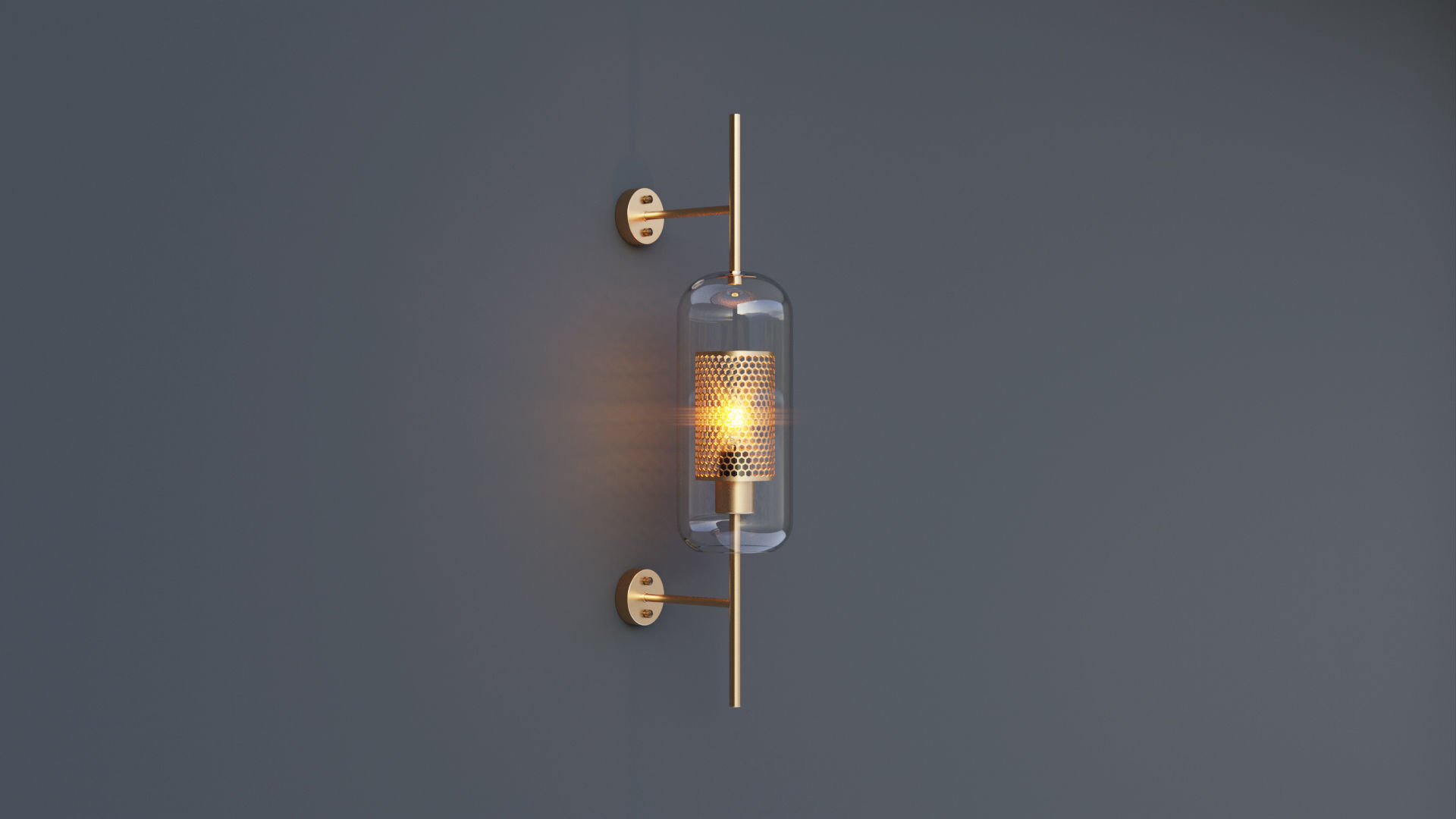 Brass Glass Wall Sconce 3D model_1
