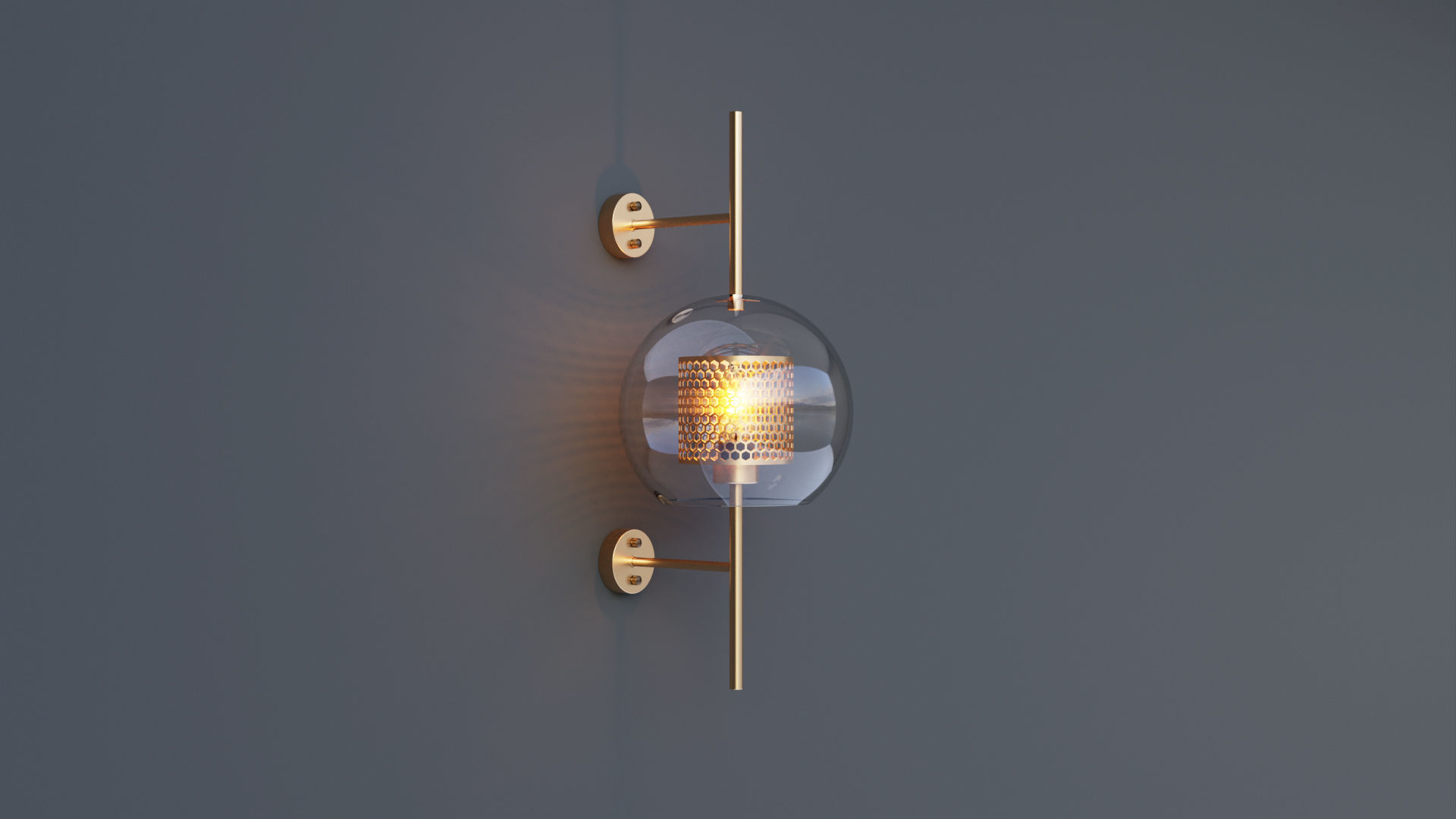 Brass Glass Wall Sconce 3D model_7