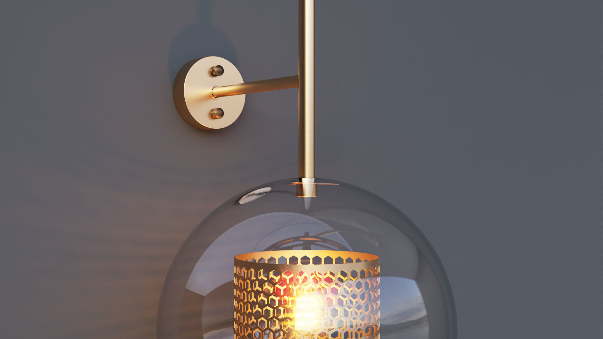 Brass Glass Wall Sconce 3D model_10