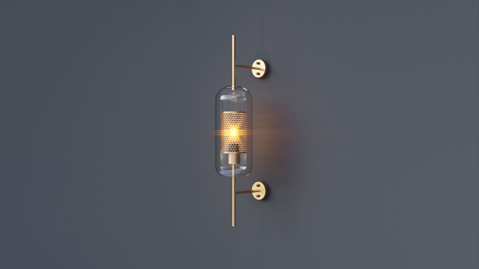 Brass Glass Wall Sconce 3D model_3