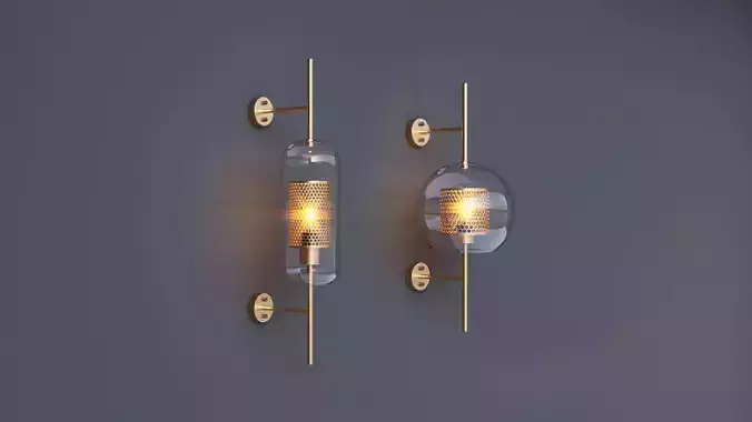 Brass Glass Wall Sconce 3D model