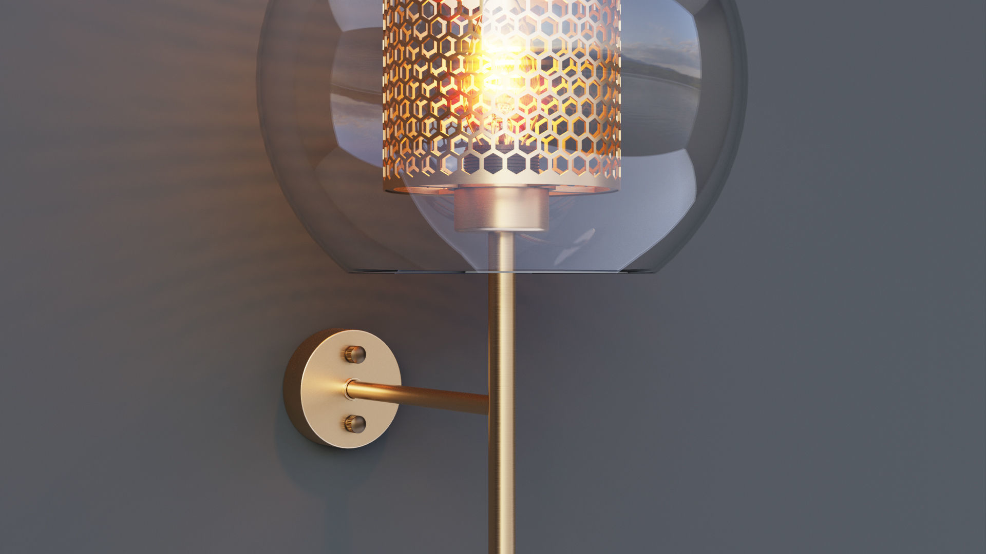 Brass Glass Wall Sconce 3D model_11
