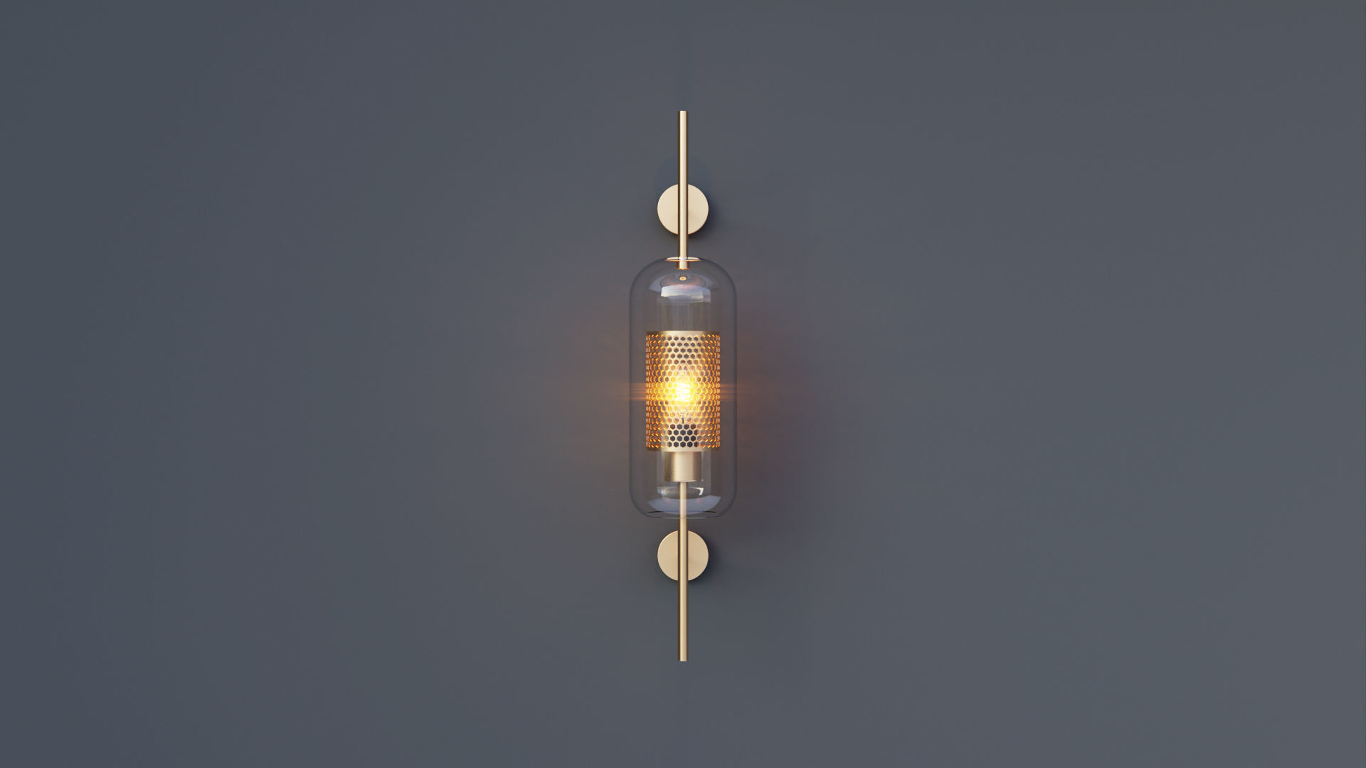 Brass Glass Wall Sconce 3D model_2