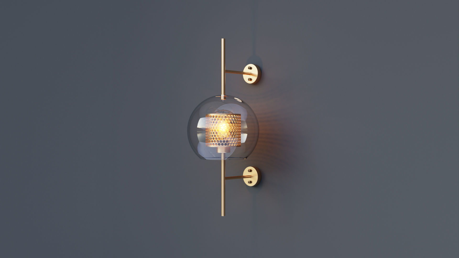 Brass Glass Wall Sconce 3D model_9
