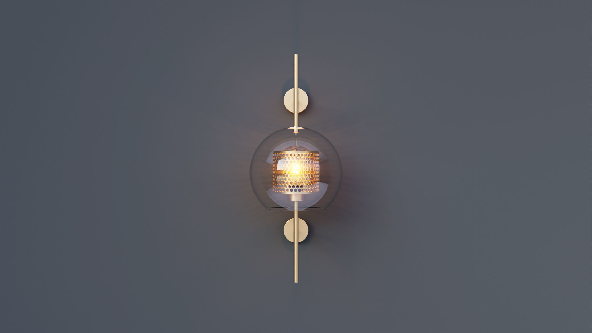 Brass Glass Wall Sconce 3D model_8