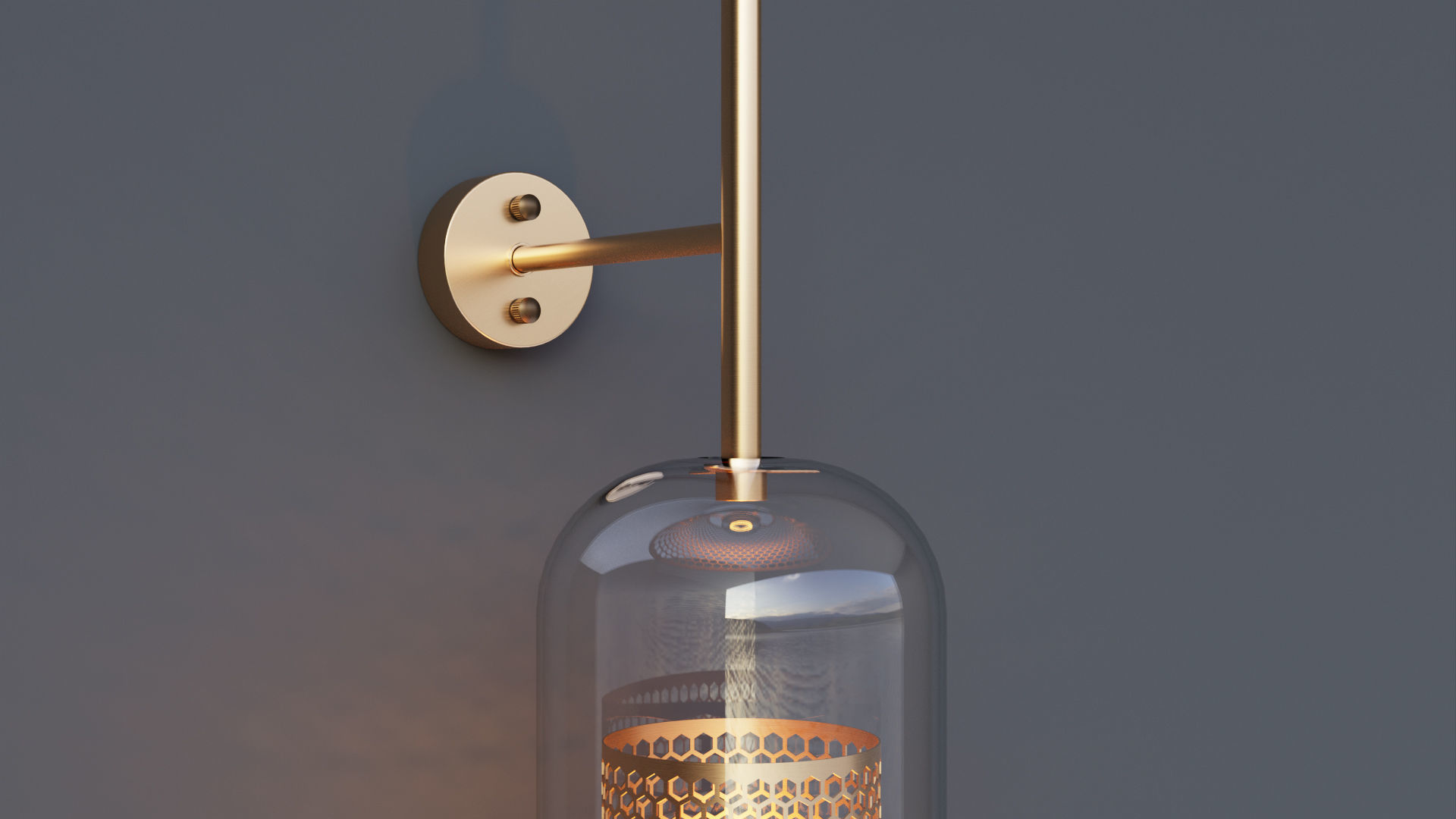 Brass Glass Wall Sconce 3D model_4