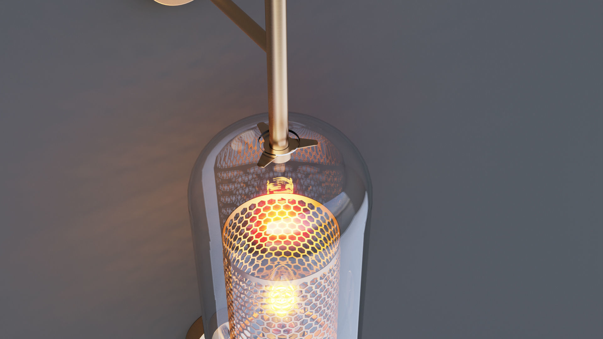 Brass Glass Wall Sconce 3D model_6