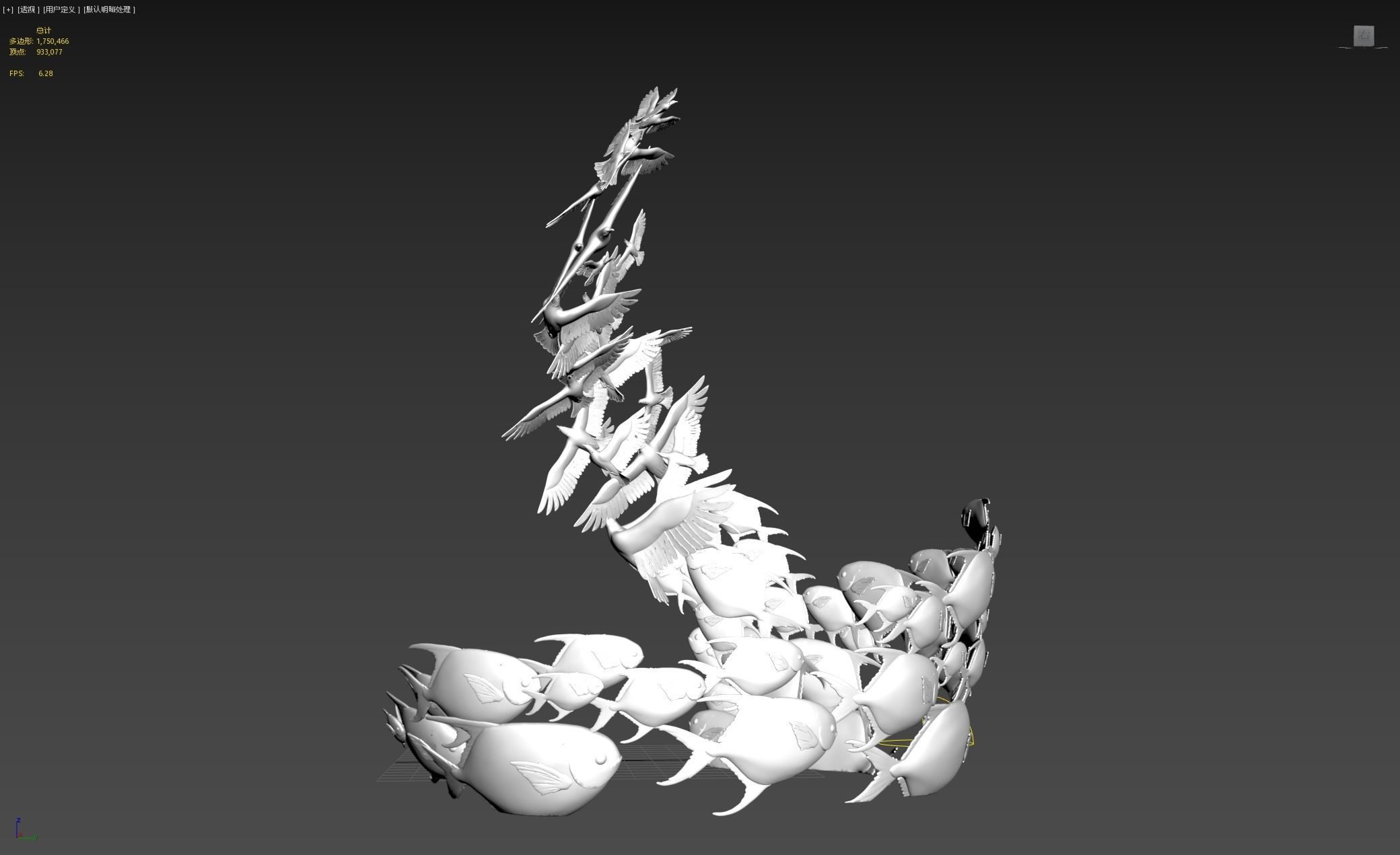 Fish Leaping and Birds Flying 3D print model_6