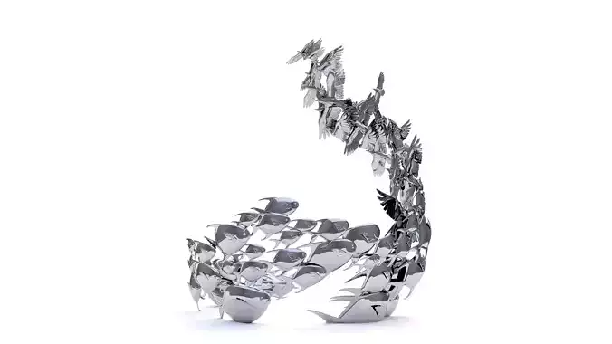 Fish Leaping and Birds Flying 3D print model