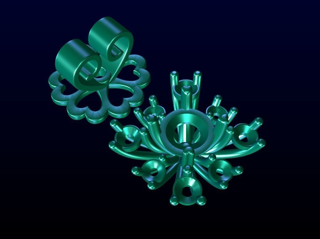 Round diamond stud earring 2 3D print model_2