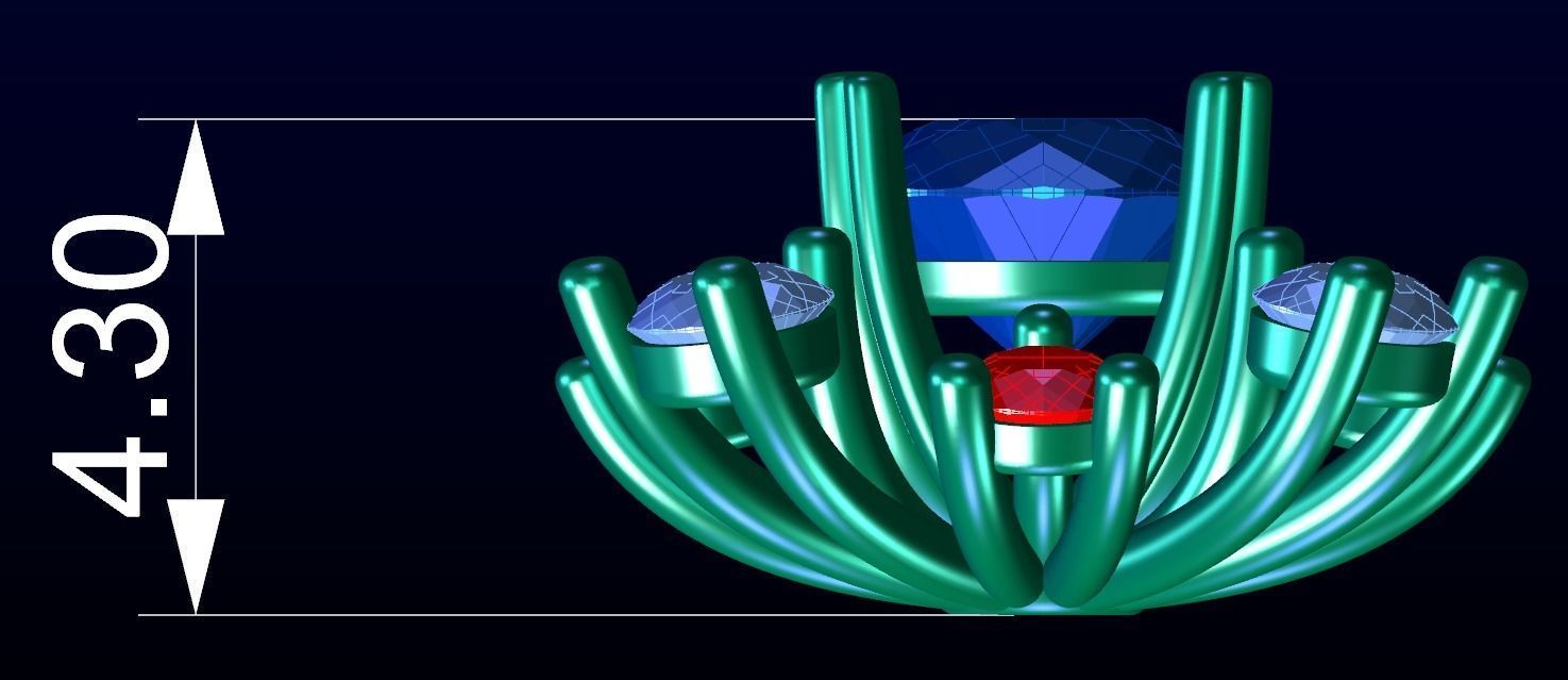 Round diamond stud earring 2 3D print model_6