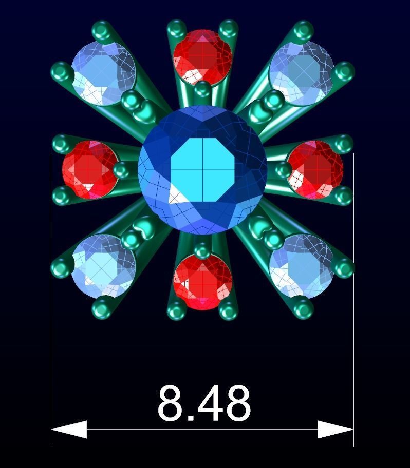 Round diamond stud earring 2 3D print model_5