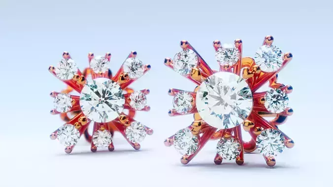 Round diamond stud earring 2 3D print model