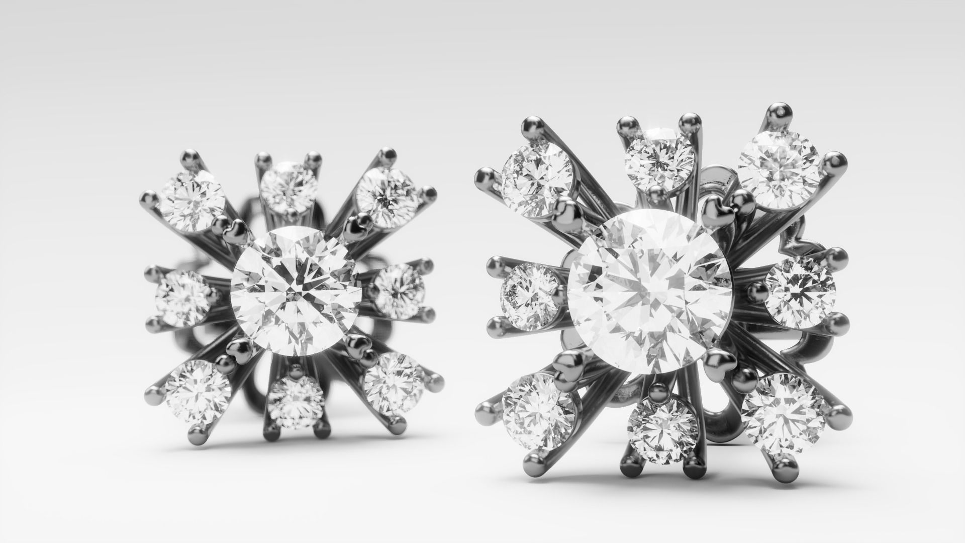 Round diamond stud earring 2 3D print model_1