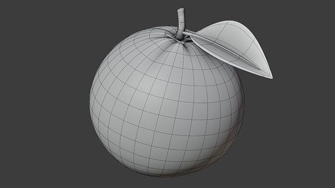 Procedural Orange Fruit with Leaf - Photoreal 3D Model 3D model 7