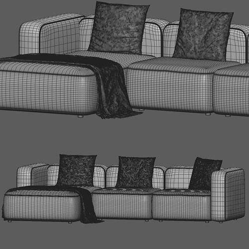 BASECAMP XL CHAISELOUNGE Sofa Low-poly 3D model 5