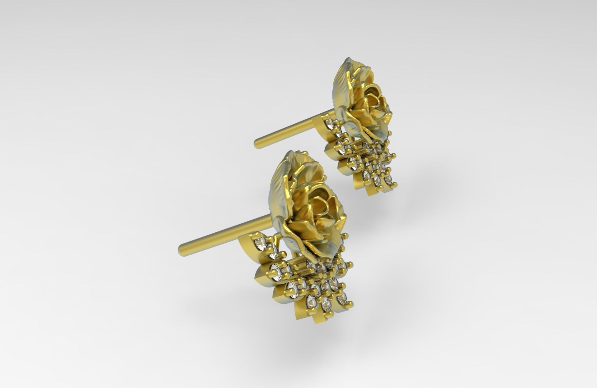 rose earrings 3D print model_1