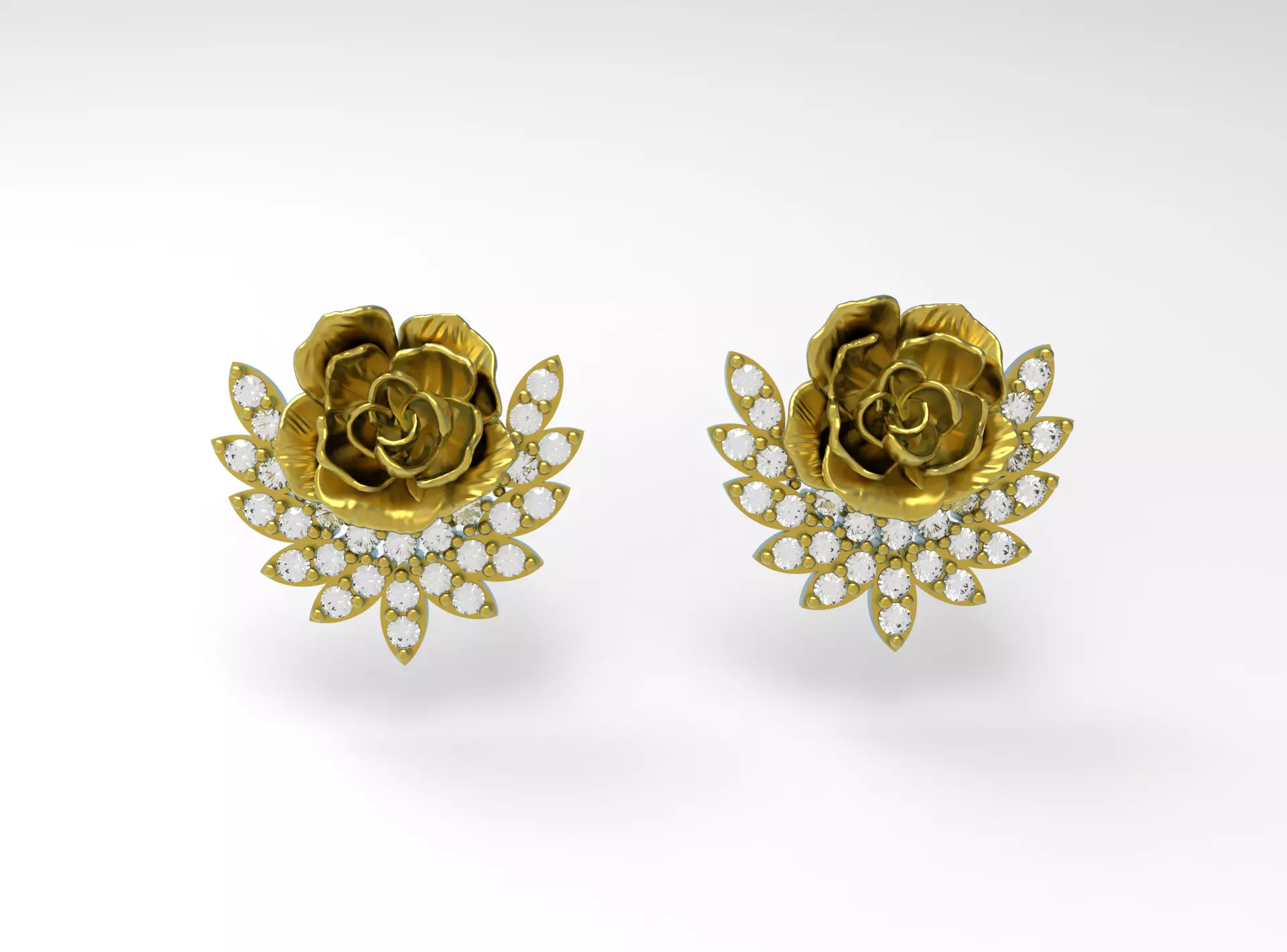 rose earrings 3D print model_0