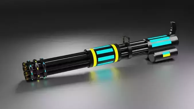 SCI FI minigun 3D model Low-poly 3D model