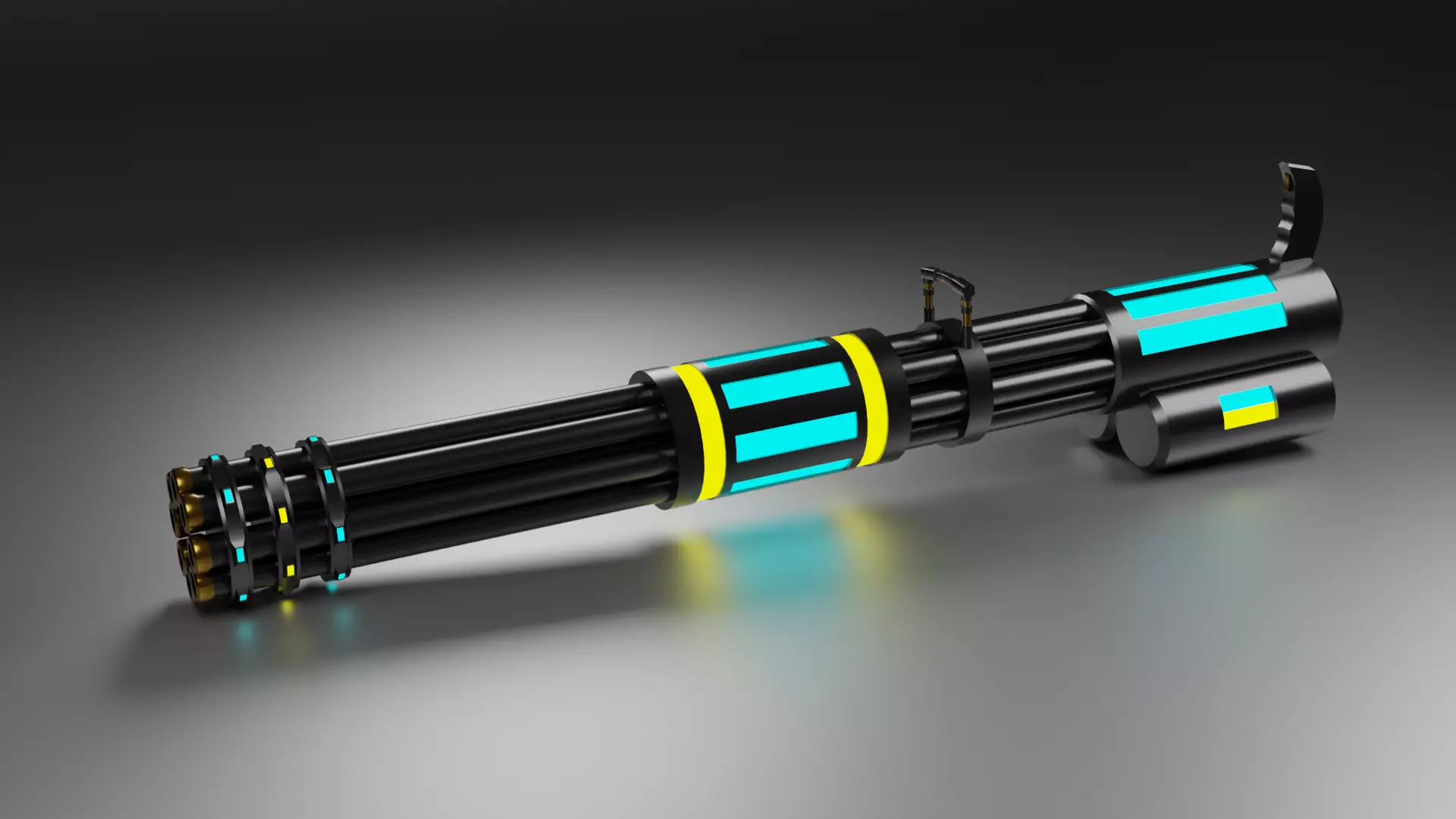 SCI FI minigun 3D model Low-poly 3D model_0