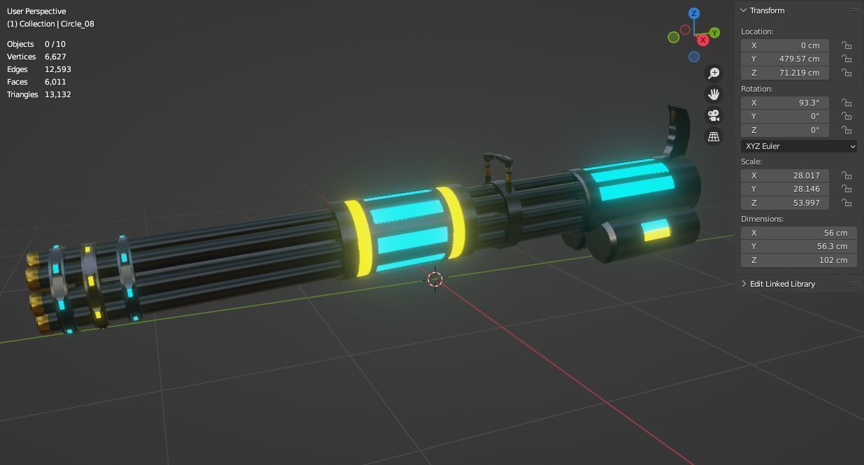 SCI FI minigun 3D model Low-poly 3D model_11