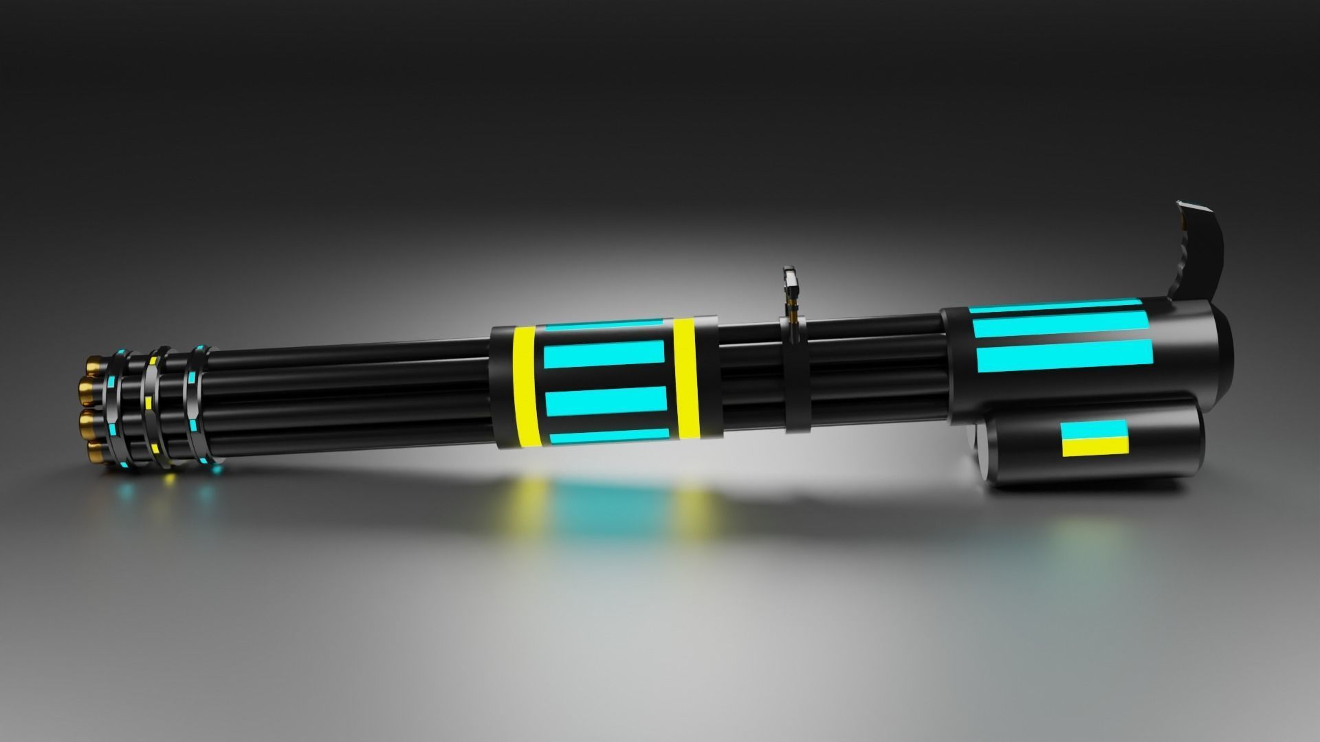 SCI FI minigun 3D model Low-poly 3D model_1