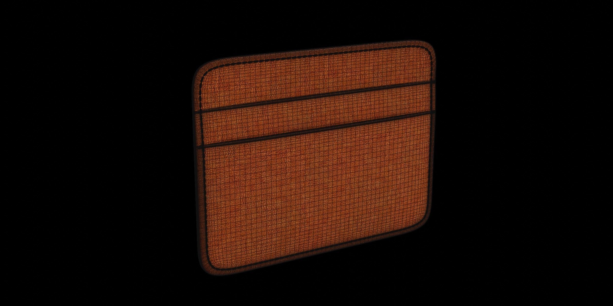 Mini Orange Leather Wallet 3D model_3