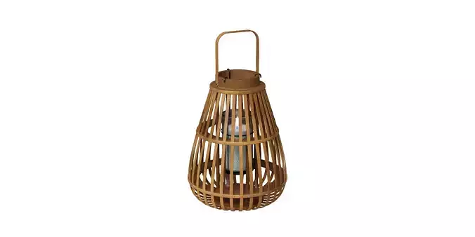 Large Slatted Wood Floor Lantern