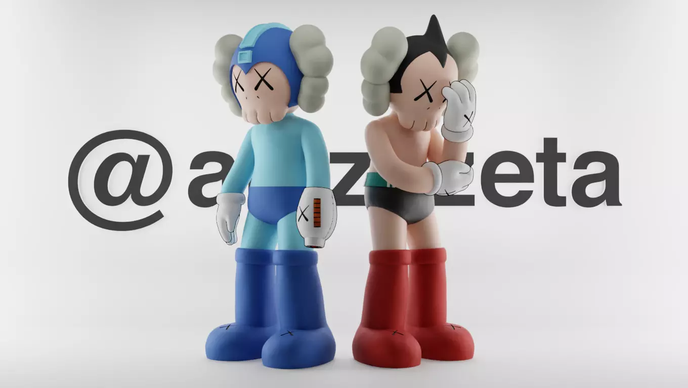 Kaws Astroboy x Megaman Textured Low-poly 3D model_0