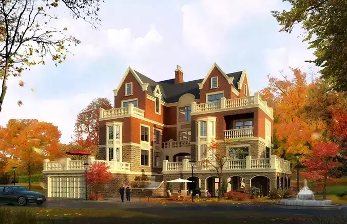 3D model of 2022 luxury fashion villa exterior 68 3D model